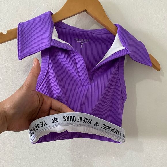 NWOT Anthropologie Year Of Ours Gabriella Crop Top In Lilac - Picture 6 of 6